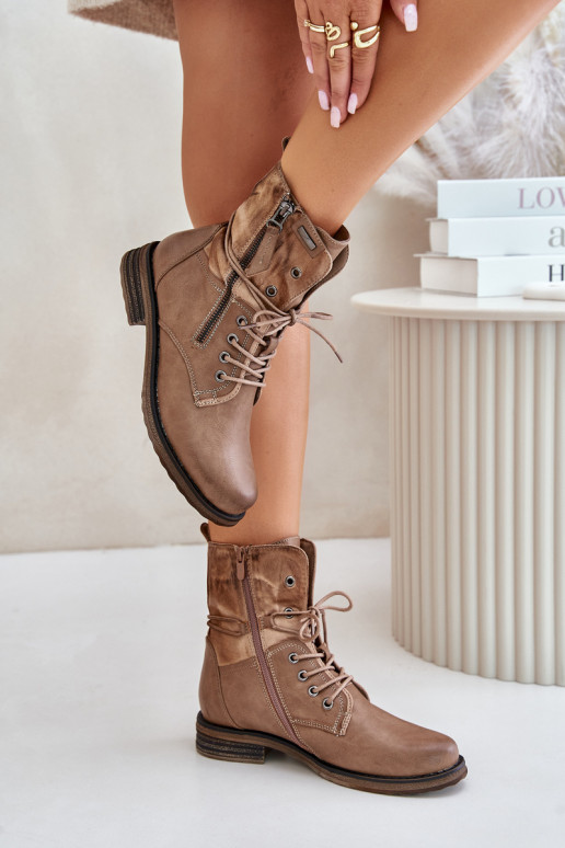 Modische massive Stiefel Beige Perfecto Modische massive Stiefel Beige Perfecto