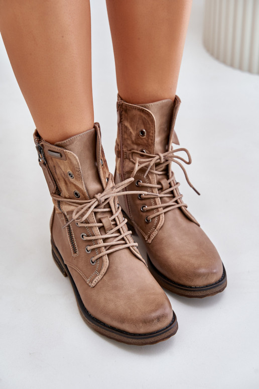 Modische massive Stiefel Beige Perfecto Modische massive Stiefel Beige Perfecto