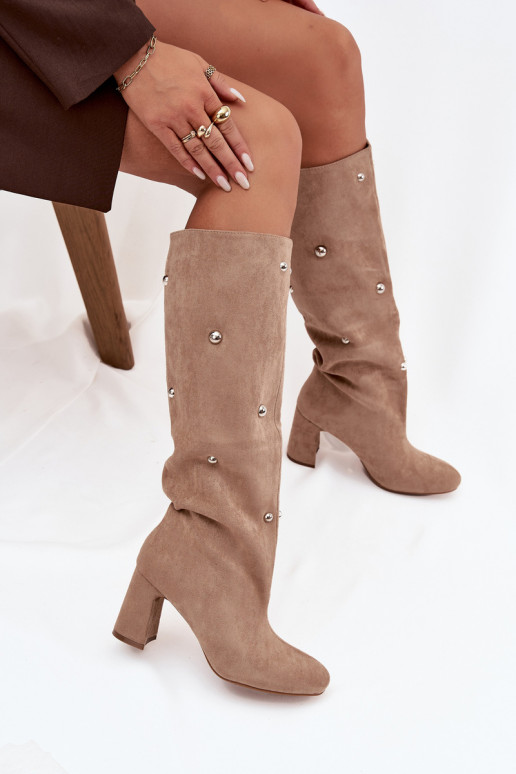 INarme Stiefel mit Absätzen Mit Dekorationeni Detalami Beige Lucinda INarme Stiefel mit Absätzen Mit Dekorationeni Detalami Beige Lucinda