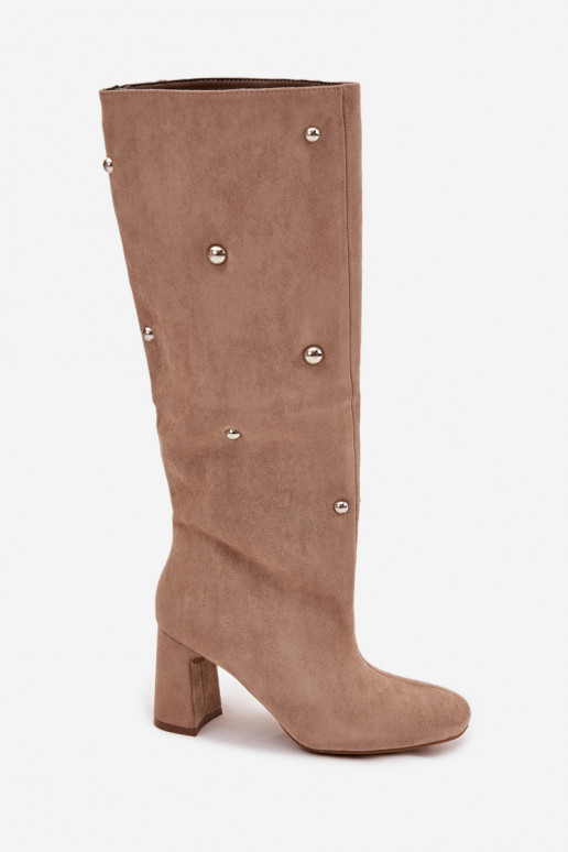 INarme Stiefel mit Absätzen Mit Dekorationeni Detalami Beige Lucinda INarme Stiefel mit Absätzen Mit Dekorationeni Detalami Beige Lucinda