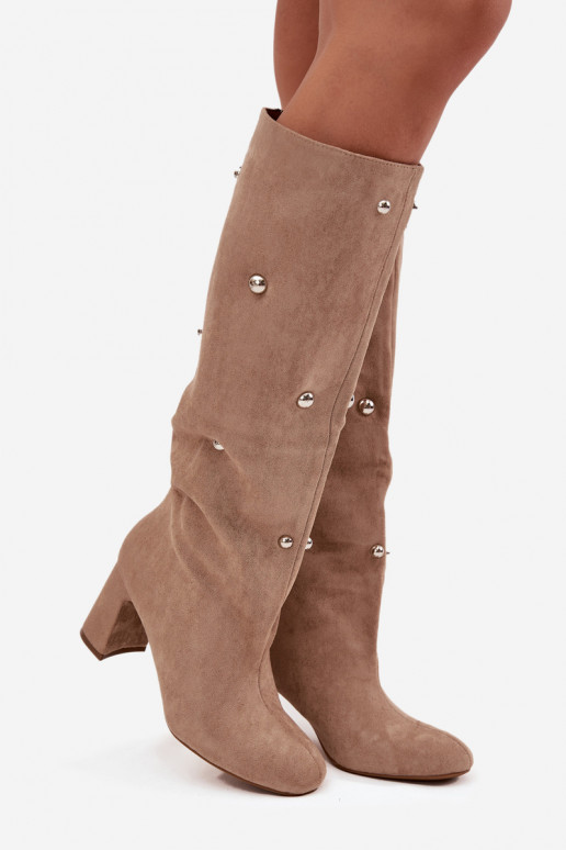 INarme Stiefel mit Absätzen Mit Dekorationeni Detalami Beige Lucinda INarme Stiefel mit Absätzen Mit Dekorationeni Detalami Beige Lucinda