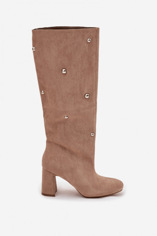 INarme Stiefel mit Absätzen Mit Dekorationeni Detalami Beige Lucinda INarme Stiefel mit Absätzen Mit Dekorationeni Detalami Beige Lucinda