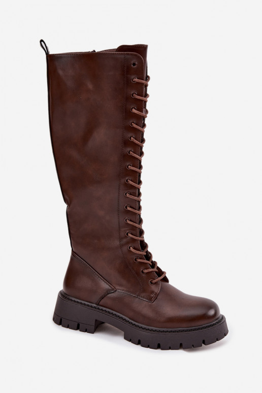 sich Zuarm laufen mit Schnürsenkeln Damenstiefel CzekoladoZue Meliora