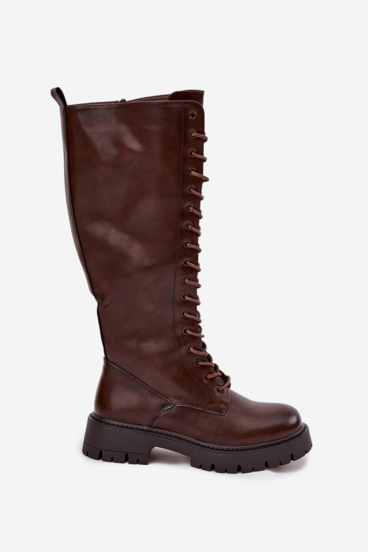 sich Zuarm laufen mit Schnürsenkeln Damenstiefel CzekoladoZue Meliora