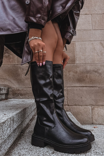 Damenstiefel aus Öko-Leder schZuarze Farbe Oceana