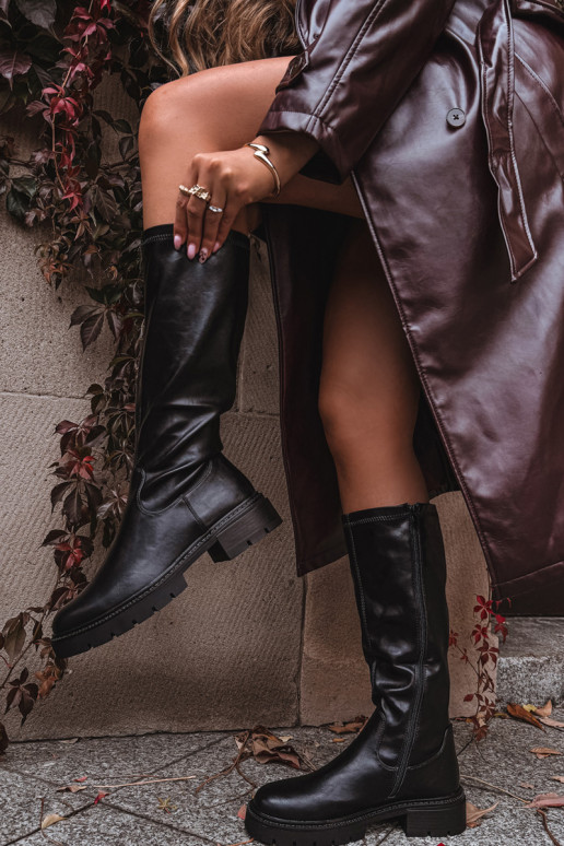 Damenstiefel aus Öko-Leder schZuarze Farbe Oceana Damenstiefel aus Öko-Leder schZuarze Farbe Oceana