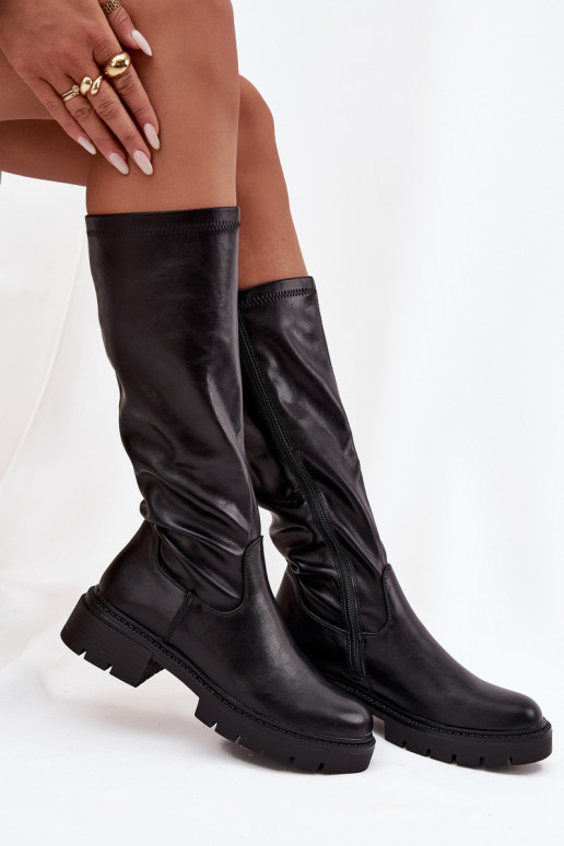 Damenstiefel aus Öko-Leder schZuarze Farbe Oceana Damenstiefel aus Öko-Leder schZuarze Farbe Oceana