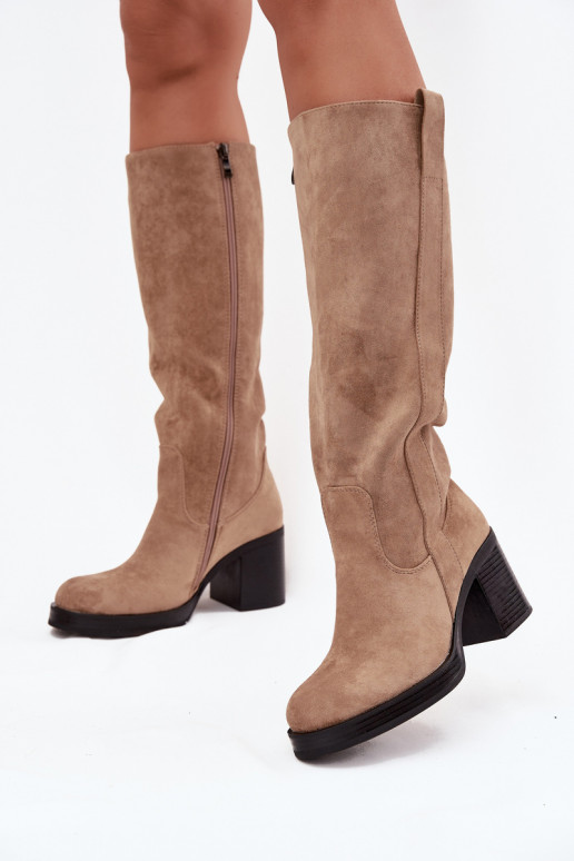 INarme Stiefel Auf einer riesigen Stange Beige Sanelle INarme Stiefel Auf einer riesigen Stange Beige Sanelle