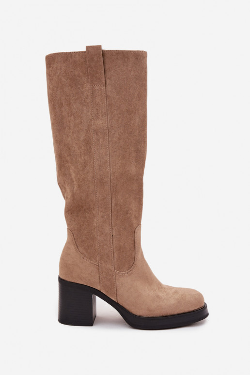 INarme Stiefel Auf einer riesigen Stange Beige Sanelle INarme Stiefel Auf einer riesigen Stange Beige Sanelle