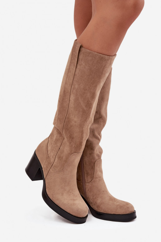 INarme Stiefel Auf einer riesigen Stange Beige Sanelle INarme Stiefel Auf einer riesigen Stange Beige Sanelle