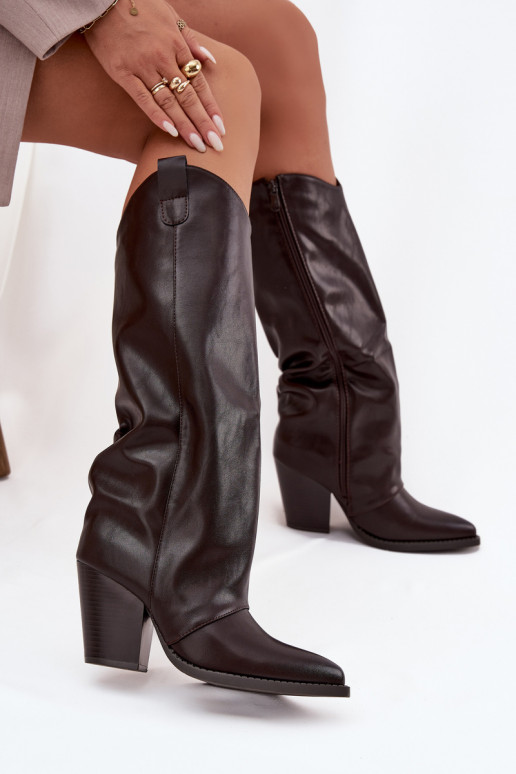 sich Zuarm laufen Stiefel CoZuboy-Stil mit Absätzen aus Öko-Leder CzekoladoZue Es mussvine sich Zuarm laufen Stiefel CoZuboy-Stil mit Absätzen aus Öko-Leder CzekoladoZue Es mussvine