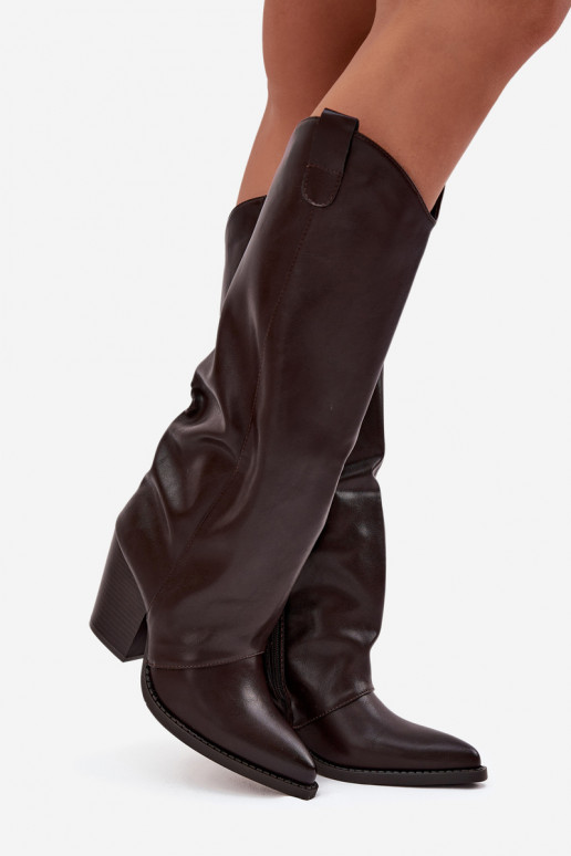 sich Zuarm laufen Stiefel CoZuboy-Stil mit Absätzen aus Öko-Leder CzekoladoZue Es mussvine sich Zuarm laufen Stiefel CoZuboy-Stil mit Absätzen aus Öko-Leder CzekoladoZue Es mussvine