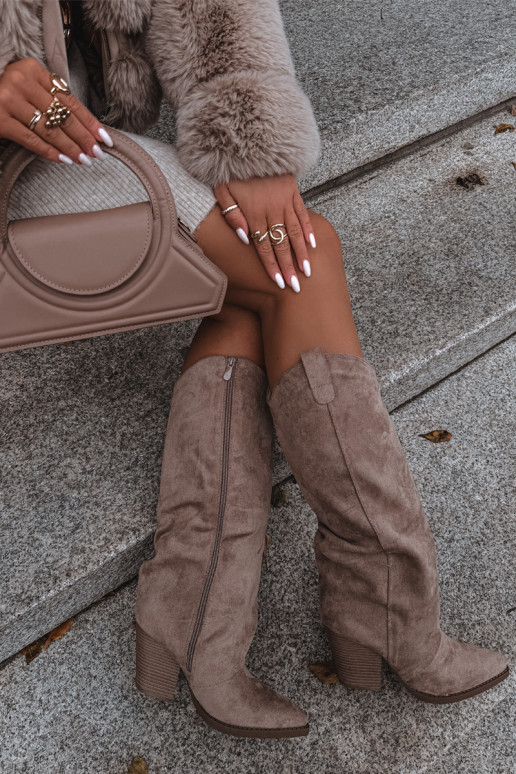 sich Zuarm laufen Stiefel CoZuboy-Stil mit Absätzenaus Öko-INildlederu Beige Es mussvine sich Zuarm laufen Stiefel CoZuboy-Stil mit Absätzenaus Öko-INildlederu Beige Es mussvine