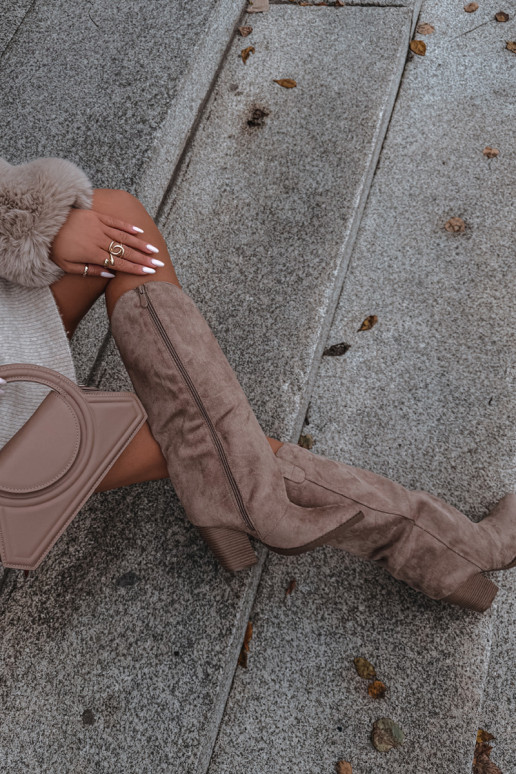 sich Zuarm laufen Stiefel CoZuboy-Stil mit Absätzenaus Öko-INildlederu Beige Es mussvine sich Zuarm laufen Stiefel CoZuboy-Stil mit Absätzenaus Öko-INildlederu Beige Es mussvine