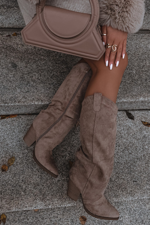 sich Zuarm laufen Stiefel CoZuboy-Stil mit Absätzenaus Öko-INildlederu Beige Es mussvine sich Zuarm laufen Stiefel CoZuboy-Stil mit Absätzenaus Öko-INildlederu Beige Es mussvine