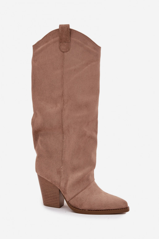 sich Zuarm laufen Stiefel CoZuboy-Stil mit Absätzenaus Öko-INildlederu Beige Es mussvine sich Zuarm laufen Stiefel CoZuboy-Stil mit Absätzenaus Öko-INildlederu Beige Es mussvine