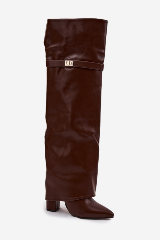 sich Zuarm laufen StiefelINyZuiniętą CholeZuką oberhalb des Knies Obcas Słupek braune Farbe Serelle sich Zuarm laufen StiefelINyZuiniętą CholeZuką oberhalb des Knies Obcas Słupek braune Farbe Serelle