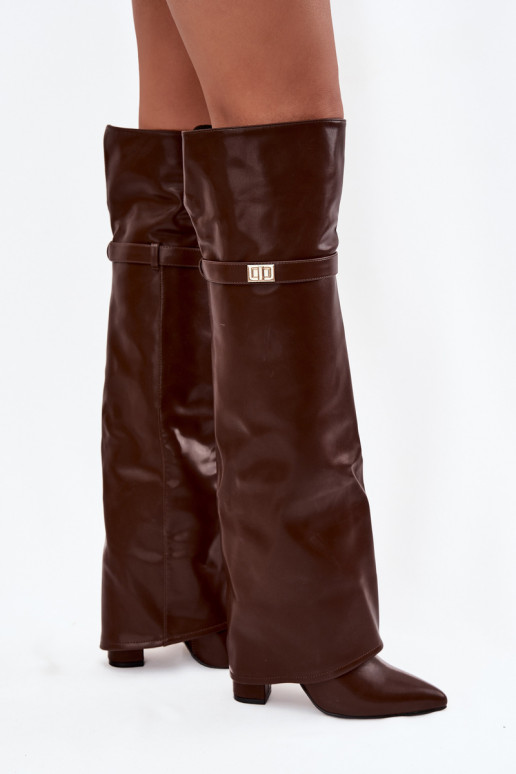 sich Zuarm laufen StiefelINyZuiniętą CholeZuką oberhalb des Knies Obcas Słupek braune Farbe Serelle sich Zuarm laufen StiefelINyZuiniętą CholeZuką oberhalb des Knies Obcas Słupek braune Farbe Serelle