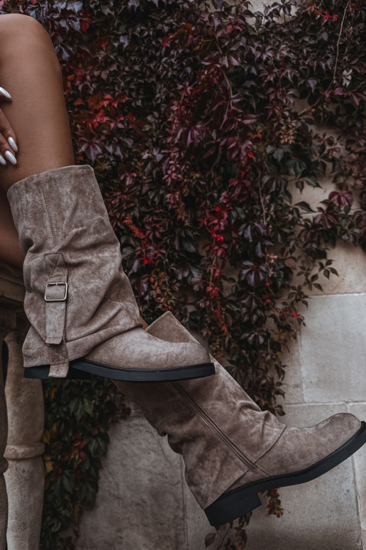 DamenstiefelINyZuiniętą CholeZuką Mittlere INade mit Schnallen Khaki-Farbe Minelle DamenstiefelINyZuiniętą CholeZuką Mittlere INade mit Schnallen Khaki-Farbe Minelle