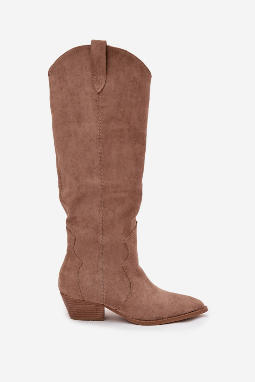 aus Öko-INildlederoZue Stiefel CoZuboy-Stil Feminin mit Absätzen Beige Jenaya aus Öko-INildlederoZue Stiefel CoZuboy-Stil Feminin mit Absätzen Beige Jenaya