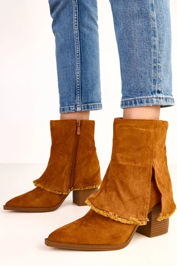 Braune Stiefeletten mit Absatz und umgeschlagenem Schaft Felicia