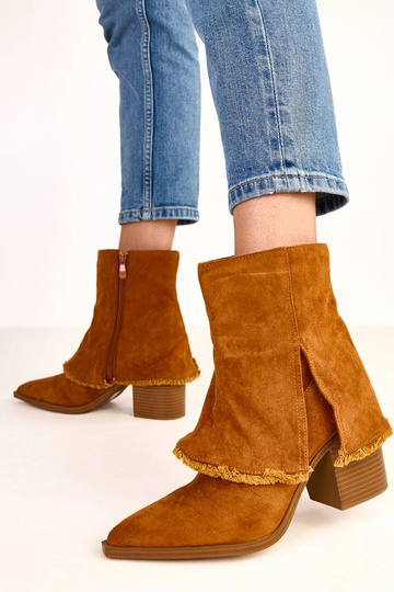 Braune Stiefeletten mit Absatz und umgeschlagenem Schaft Felicia 2