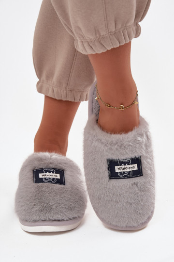 Schuhe hausgemacht Hausschuhe Feminin mit Pelzmantel graue Farbe Es musselis