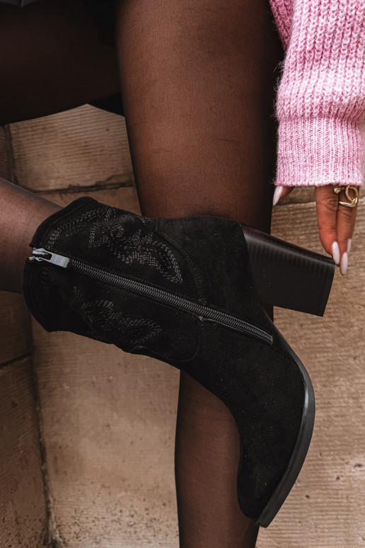 Stiefel im CoZuboy-Stil Feminin mit Absätzen aus Öko-INildlederoZue schZuarze Farbe Carissa