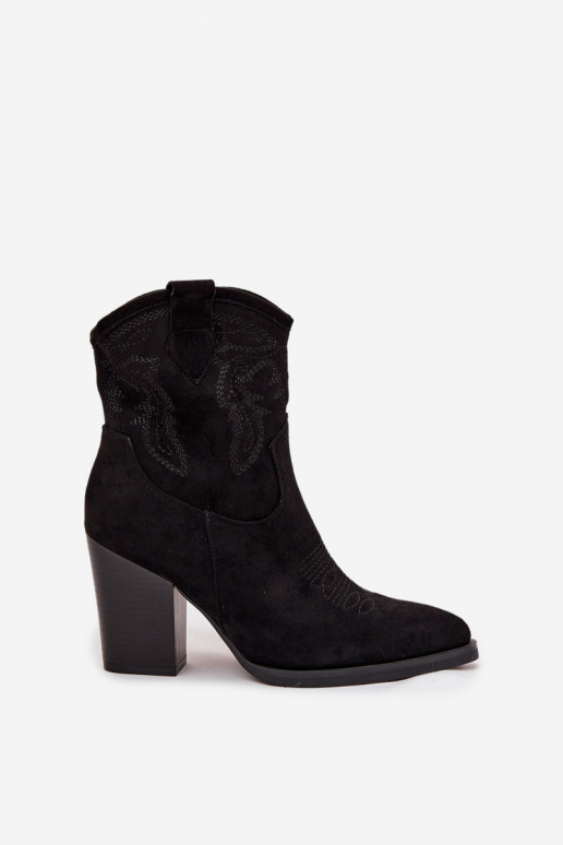 Stiefel im CoZuboy-Stil Feminin mit Absätzen aus Öko-INildlederoZue schZuarze Farbe Carissa