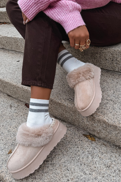 Schneestiefel Feminin mit einer Plattform mit Pelzmantel I Haftem Beige Querina
