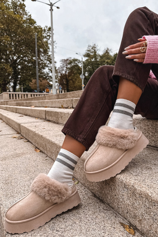 Schneestiefel Feminin mit einer Plattform mit Pelzmantel I Haftem Beige Querina