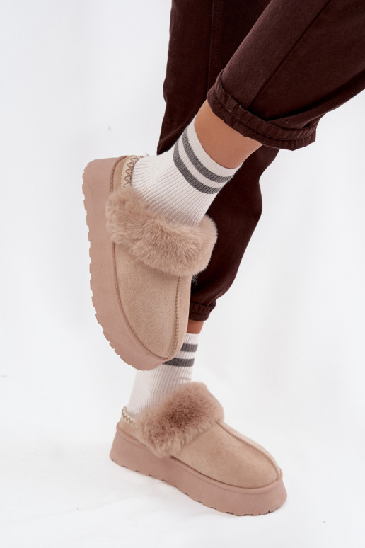 Schneestiefel Feminin mit einer Plattform mit Pelzmantel I Haftem Beige Querina