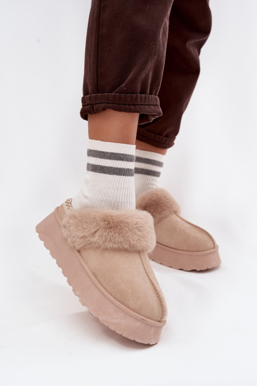 Schneestiefel Feminin mit einer Plattform mit Pelzmantel I Haftem Beige Querina