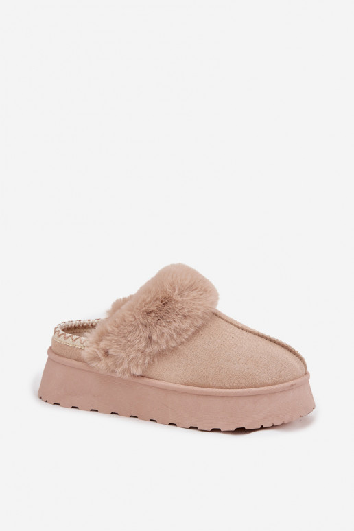 Schneestiefel Feminin mit einer Plattform mit Pelzmantel I Haftem Beige Querina