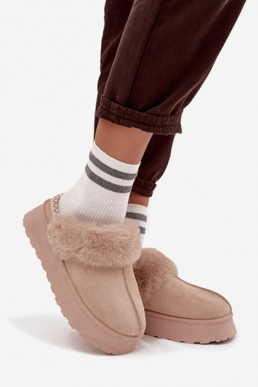 Schneestiefel Feminin mit einer Plattform mit Pelzmantel I Haftem Beige Querina