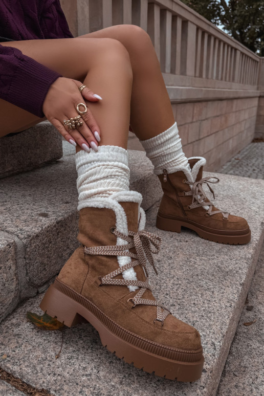 Schneestiefel Feminin mit AufZuärmen braune Farbe Irmara Schneestiefel Feminin mit AufZuärmen braune Farbe Irmara