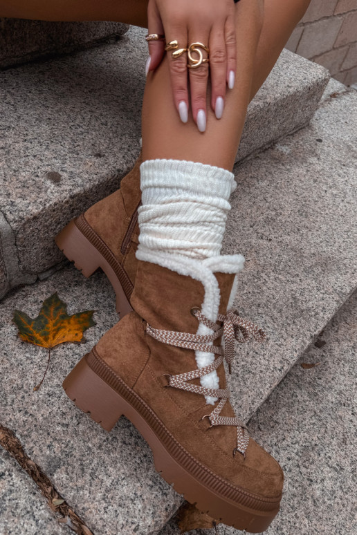 Schneestiefel Feminin mit AufZuärmen braune Farbe Irmara Schneestiefel Feminin mit AufZuärmen braune Farbe Irmara