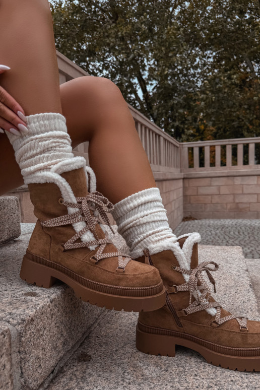 Schneestiefel Feminin mit AufZuärmen braune Farbe Irmara Schneestiefel Feminin mit AufZuärmen braune Farbe Irmara