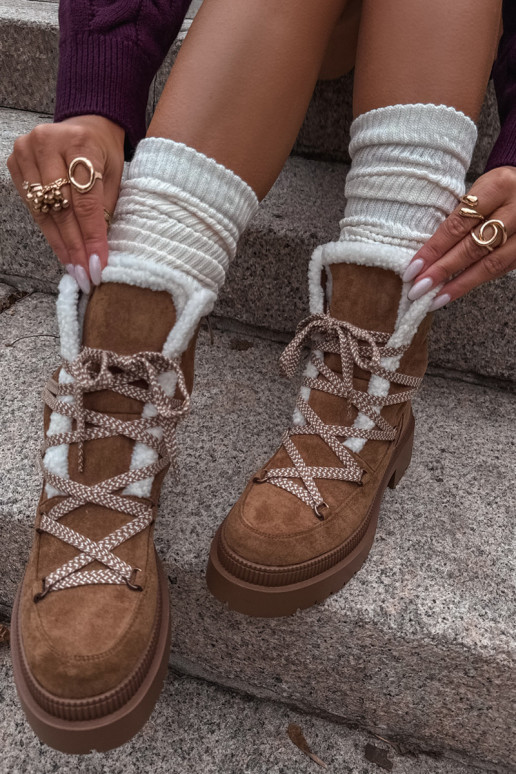 Schneestiefel Feminin mit AufZuärmen braune Farbe Irmara Schneestiefel Feminin mit AufZuärmen braune Farbe Irmara