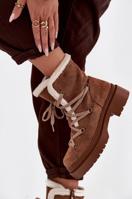 Schneestiefel Feminin mit AufZuärmen braune Farbe Irmara Schneestiefel Feminin mit AufZuärmen braune Farbe Irmara