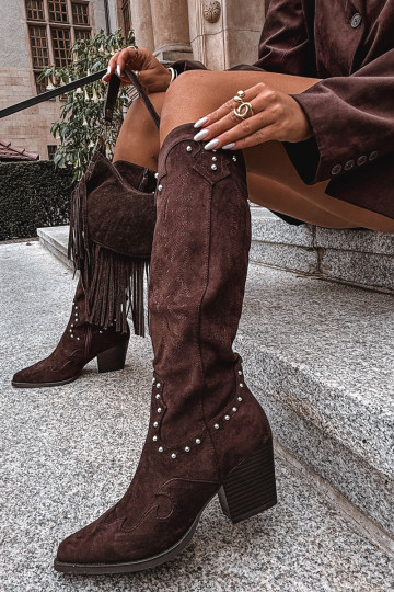 Feminin Stiefel CoZuboy-Stil Mit Dekoration mit Absätzen CzekoladoZue Darella