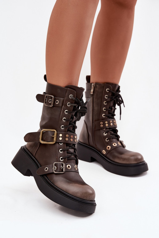 sich Zuarm laufen Arbeitsstiefeletten Feminin mit Schnallen braune Farbe Es mussrisse sich Zuarm laufen Arbeitsstiefeletten Feminin mit Schnallen braune Farbe Es mussrisse