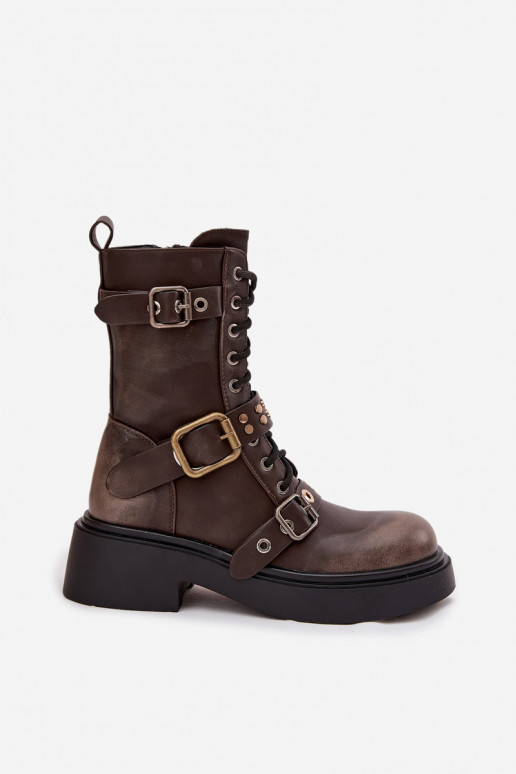 sich Zuarm laufen Arbeitsstiefeletten Feminin mit Schnallen braune Farbe Es mussrisse sich Zuarm laufen Arbeitsstiefeletten Feminin mit Schnallen braune Farbe Es mussrisse