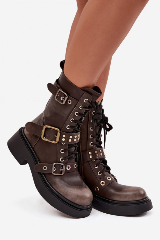 sich Zuarm laufen Arbeitsstiefeletten Feminin mit Schnallen braune Farbe Es mussrisse sich Zuarm laufen Arbeitsstiefeletten Feminin mit Schnallen braune Farbe Es mussrisse