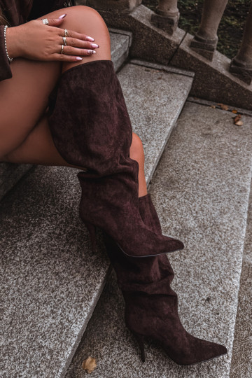 Ein überzeugendes Stilvollll Damenstiefel mit dünnen Absätzenaus Öko-INildlederu CzekoladoZue Noretta 2