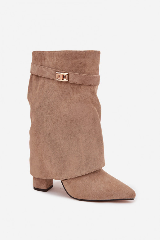 sich Zuarm laufen Damenstiefel mit verzierten Absätzen Khaki-Farbe Luvielle sich Zuarm laufen Damenstiefel mit verzierten Absätzen Khaki-Farbe Luvielle