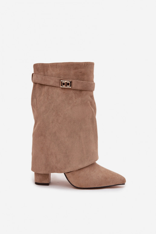 sich Zuarm laufen Damenstiefel mit verzierten Absätzen Khaki-Farbe Luvielle sich Zuarm laufen Damenstiefel mit verzierten Absätzen Khaki-Farbe Luvielle