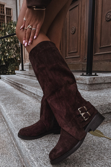 Wärmende Damen Stiefel mit Schnallen in Mittelbraun Umbria 2