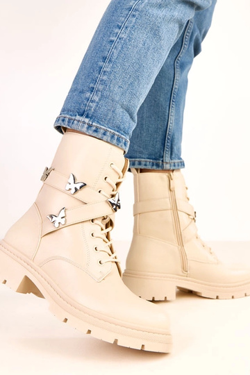 Sandfarbene Stiefeletten,... 2