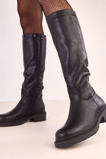 Schwarze Overknees mit abnehmbarem Schaft Elane 2